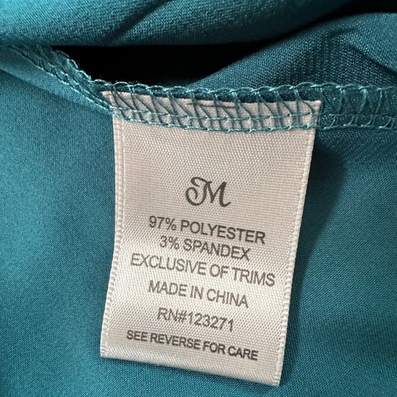 Justify Green Teal Long Sleeve Slit V-neck Maxi Dress Size M - Picture 14 of 17